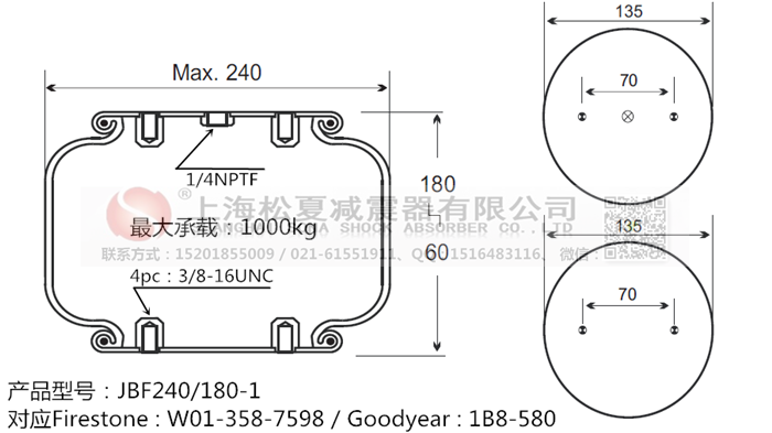 JBF240-180-1橡膠<a href='http://www.sciee.net/' target='_blank'><u>空氣彈簧</u></a>