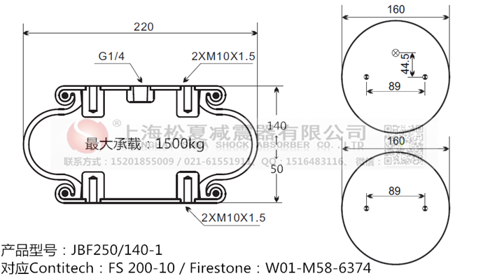 JBF250/140-1橡膠<a href='http://www.sciee.net/' target='_blank'><u>空氣彈簧</u></a>