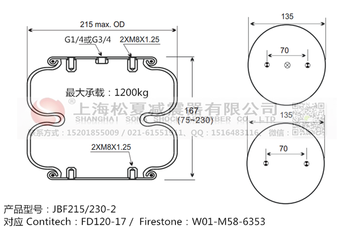 JBF215/230-2橡膠<a href='http://www.sciee.net/' target='_blank'><u>空氣彈簧</u></a>