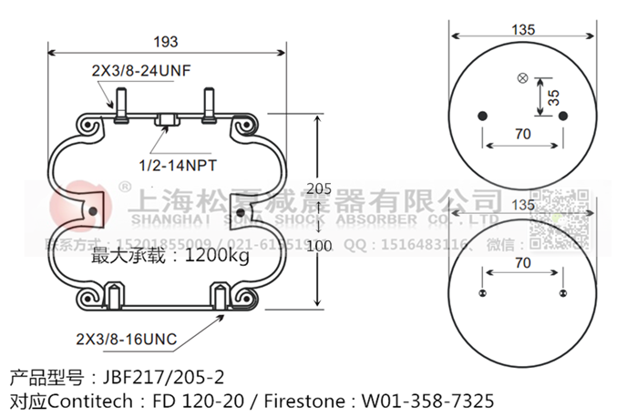 JBF217/205-2橡膠<a href='http://www.sciee.net/' target='_blank'><u>空氣彈簧</u></a>