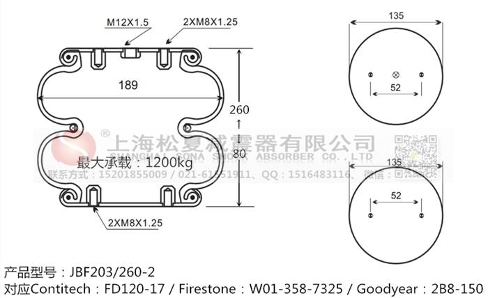JBF203/260-2橡膠<a href='http://www.sciee.net/' target='_blank'><u>空氣彈簧</u></a>
