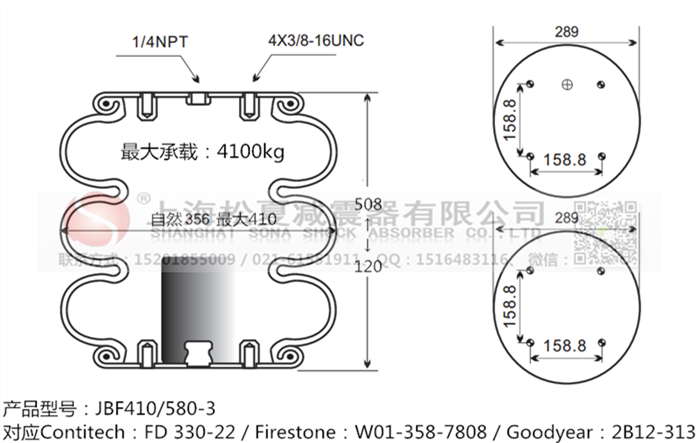 JBF410/580-3橡膠<a href='http://www.sciee.net/' target='_blank'><u>空氣彈簧</u></a>